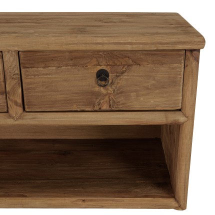 Meuble TV SANDY 4 tiroirs 1 niche 200cm bois pin recyclé