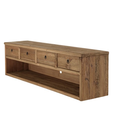 SANDY - TV Stand with 4 Drawers and 1 Niche, 200cm Recycled Pine Wood