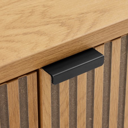 SCOTT 4-Door Sideboard | Black & Natural Wood Effect Finish