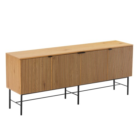 SCOTT 4-Door Sideboard | Black & Natural Wood Effect Finish