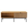 Table basse SCOTT - Décor effet bois et rainures noires
