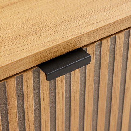 Table basse SCOTT - Décor effet bois et rainures noires