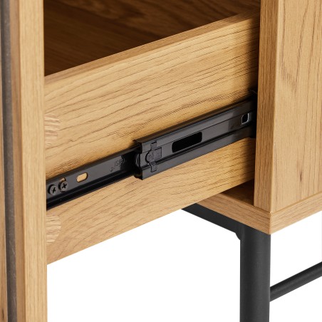 SCOTT Coffee Table with 2 Drawers in Black/Natural Wood Effect Finish