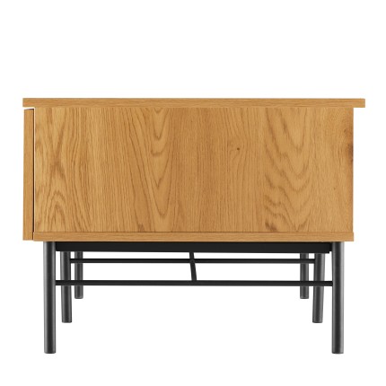 Table basse SCOTT - Décor effet bois et rainures noires