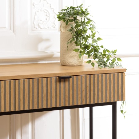 SCOTT Console Table with 2 Drawers - Black/Natural Wood Finish