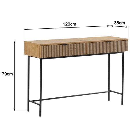 SCOTT Console Table with 2 Drawers - Black/Natural Wood Finish
