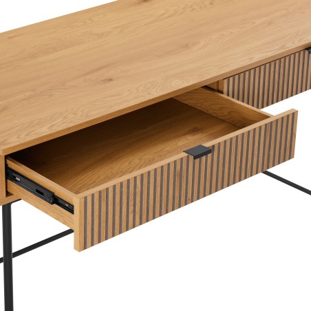 SCOTT Desk with 2 Drawers - Black/Natural Wood Finish
