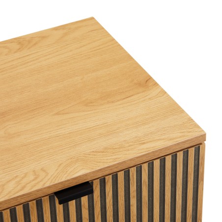 SCOTT Bedside Table with 1 Drawer in Black and Natural Wood Effect