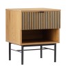 SCOTT Bedside Table with 1 Drawer in Black and Natural Wood Effect