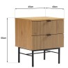 SCOTT Bedside Table - Black/Natural Wood Effect - 2 Drawers