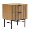 SCOTT Bedside Table - Black/Natural Wood Effect - 2 Drawers