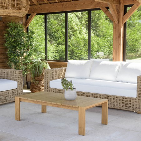 Salon de jardin VALERIA 6 places en rotin synthétique beige