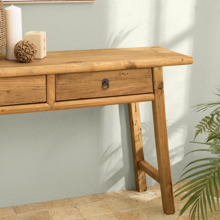 SANDY - Recycled Pine Console Table with 2 Drawers