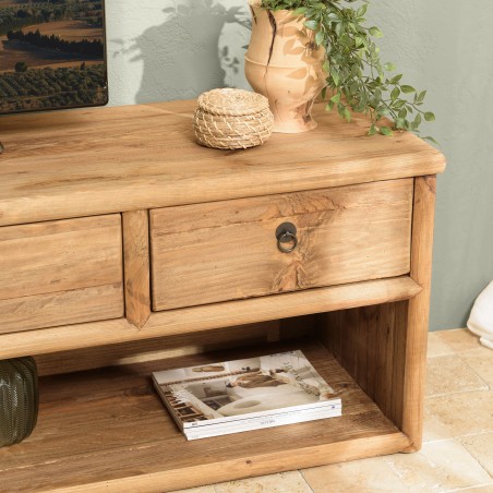SANDY - TV Stand with 4 Drawers and 1 Niche, 200cm Recycled Pine Wood