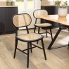 Lot 2 chaises bois noir et rotin naturel