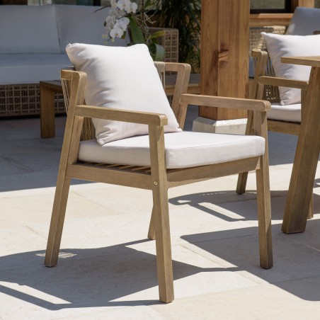 Lot de 2 fauteuils CELESTIN acacia/cordage synth. beige