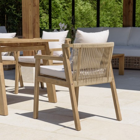 Lot de 2 fauteuils CELESTIN acacia/cordage synth. beige