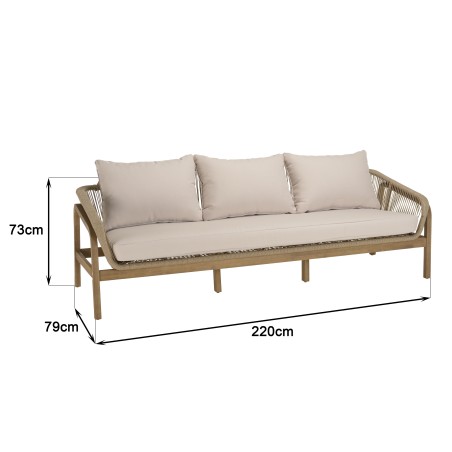 Celestin 5-Seater Garden Furniture Set in Acacia/Beige Rope