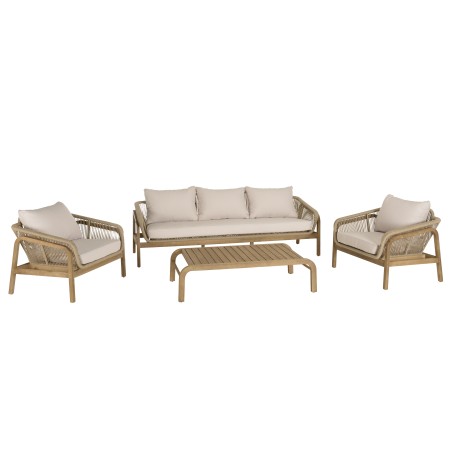 Celestin 5-Seater Garden Furniture Set in Acacia/Beige Rope