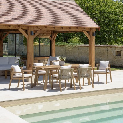 Salon de jardin CELESTIN en acacia et cordage beige