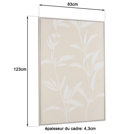 Décoration murale HOMER - Motifs fleurs n°2, cadre naturel 83x123cm