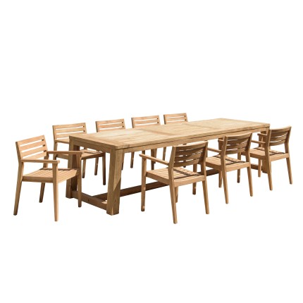 KALLY Set no. 5 Recycled Teak Garden Furniture Set for 8-10 People