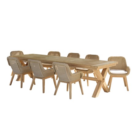 KALLY - Set no. 11 Recycled Teak & Rattan Garden Furniture Set