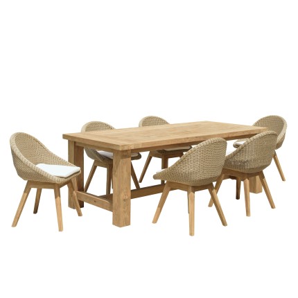 KALLY Set no. 16 Recycled Teak & Rattan Garden Furniture Set