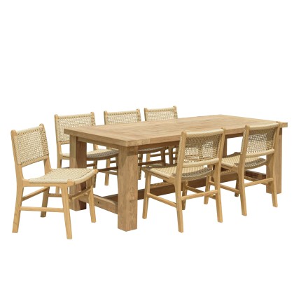 Lot n°12 VALERIA Salon de jardin teck recyclé rotin synthétique