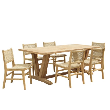 VALERIA Set no. 14 - Recycled Teak Garden Furniture Set for 6 People