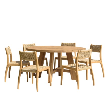 VALERIA - Set no. 26 Recycled Teak Garden Furniture Set for 6 People