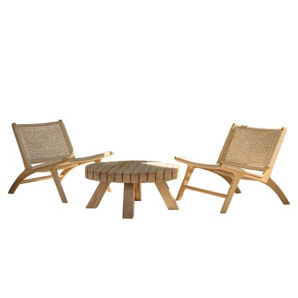 Salon de jardin Valeria - Lot n°34 en teck recyclé et rotin synthétique