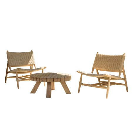Salon de jardin VALERIA - Lot n°35 en teck recyclé et rotin synthétique