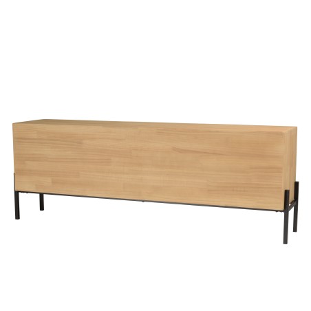 Helena TV Stand with 4 Glass Doors - Green Pine Frame & Black Metal