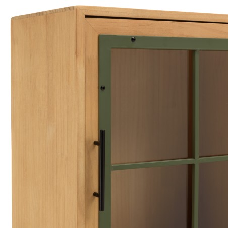HELENA Sideboard with 1 Glass Door - Green Pine Frame and Black Metal