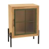 HELENA Sideboard with 1 Glass Door - Green Pine Frame and Black Metal