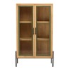 HELENA Dresser with 2 Glass Doors - Green Pine & Black Metal