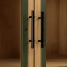 HELENA Dresser with 2 Glass Doors - Green Pine & Black Metal