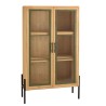 HELENA Dresser with 2 Glass Doors - Green Pine & Black Metal