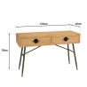 Console HELENA en pin naturel et métal vert
