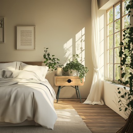 HELENA Bedside Table - Natural Pine with Green Metal Legs