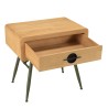 HELENA Bedside Table - Natural Pine with Green Metal Legs