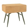 HELENA Bedside Table - Natural Pine with Green Metal Legs