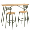 HELENA Bar Set - Pine & Green Metal - 1 Bar + 2 Stools