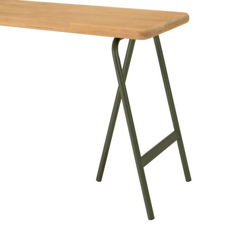 HELENA Console Table - Pine Top & Green Metal Trestle Legs