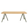 HELENA Coffee Table - Pine Top & Green Metal Trestle Legs