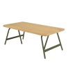 HELENA Coffee Table - Pine Top & Green Metal Trestle Legs