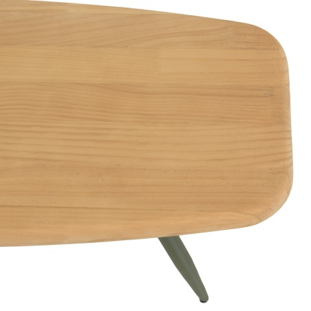 HELENA - PM Coffee Table with Pine Top and Green Metal Legs