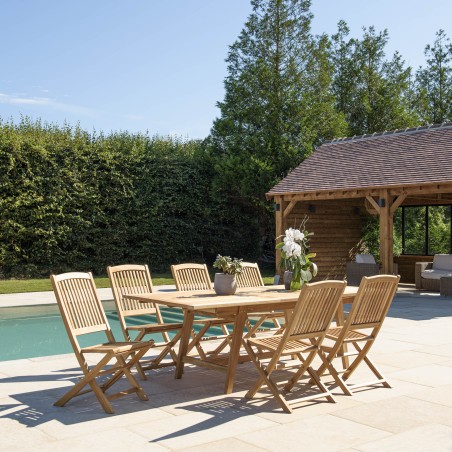 FUN Teak Garden Furniture Set for 8/10 People - Outdoor Dining Set