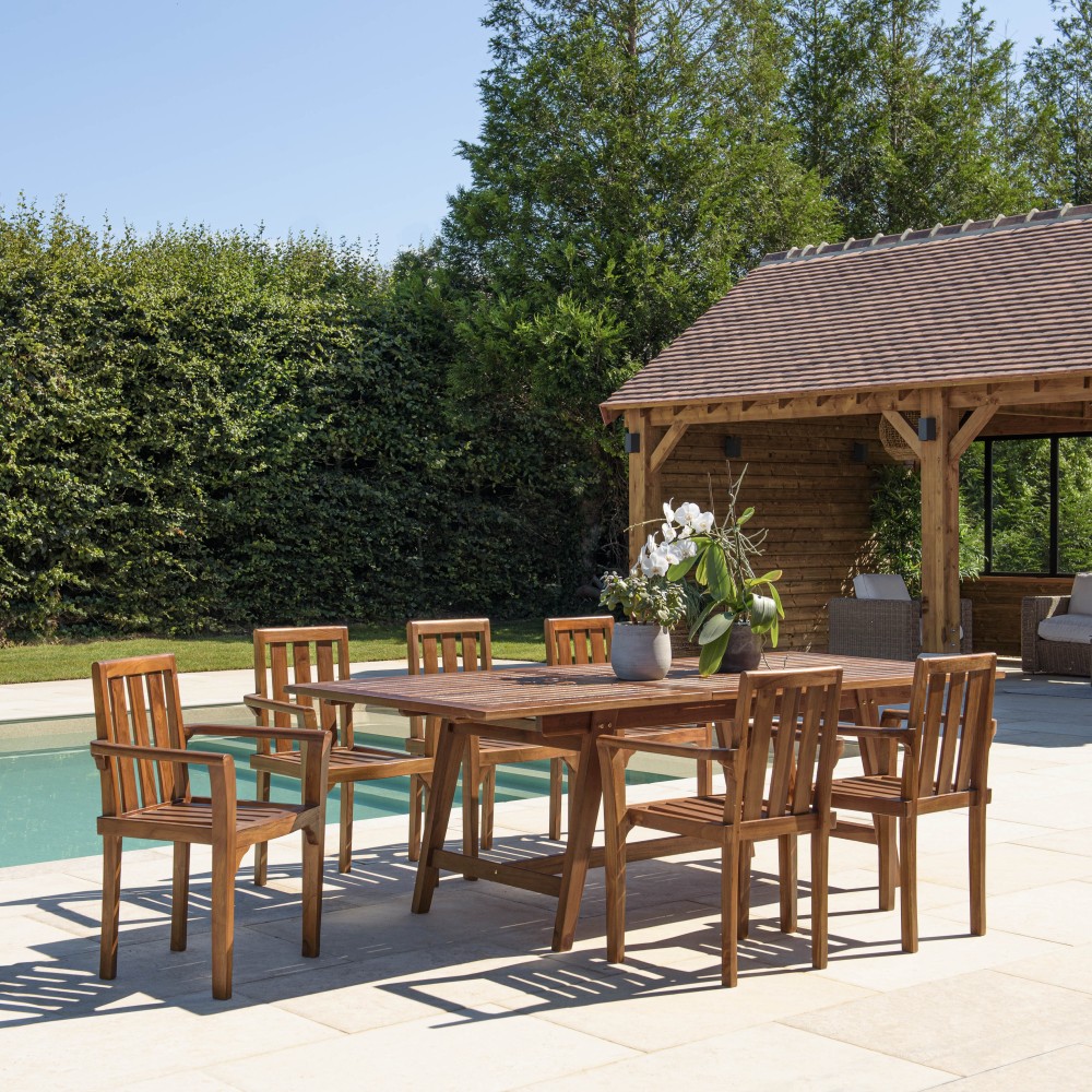 MAEVA Oiled Teak Garden Furniture Set for 8-10 People MAEVA Oiled Teak Garden Furniture Set for 8-10 People